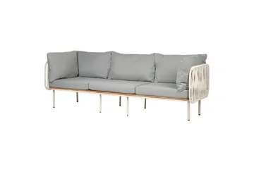3-sitssoffa Beliani Senise Grey||White||Light wood - Hagemøbler - Utesofa - Hagebenk & hagesofa