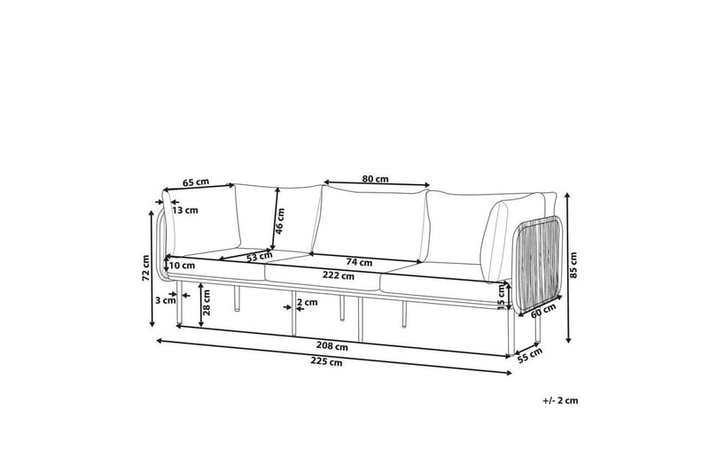 3-sitssoffa Beliani Senise Grey||White||Light wood - Hagemøbler - Utesofa - Hagebenk & hagesofa