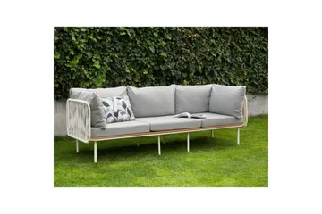 3-sitssoffa Beliani Senise Grey||White||Light wood - Hagemøbler - Utesofa - Hagebenk & hagesofa