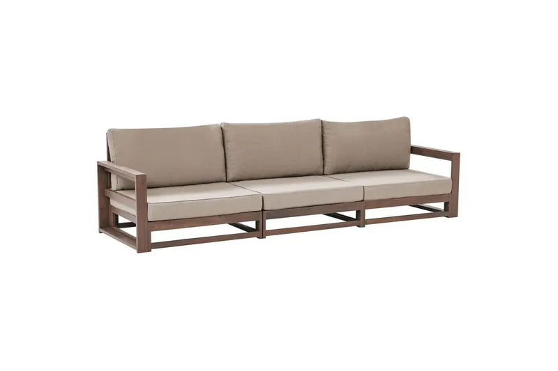 3-sitssoffa Beliani Timor Ljus trä/grått/beige, Ja Dark wood||Grey||Beige, undefined