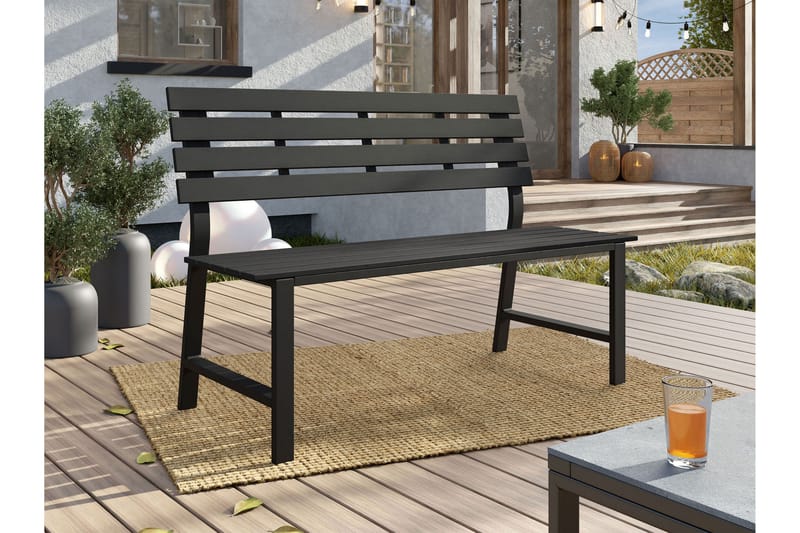 Alamin Utendørsbenk 124 cm - Grå - Hagemøbler - Utesofa - Benker