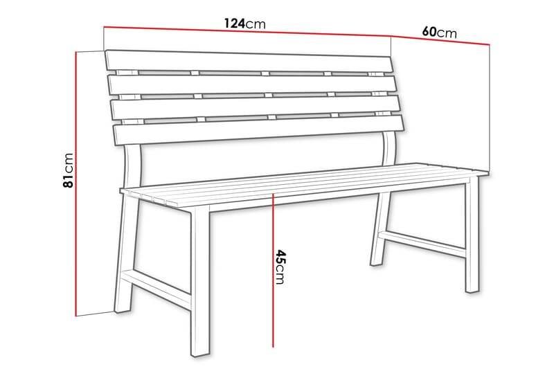 Alamin Utendørsbenk 124 cm - Grå - Hagemøbler - Utesofa - Benker