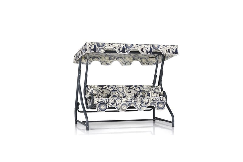 Bellan Utendørs Hengende Sofa 3 Seter - Svart/Cremehvit - Hagemøbler - Utesofa - Hengesofa