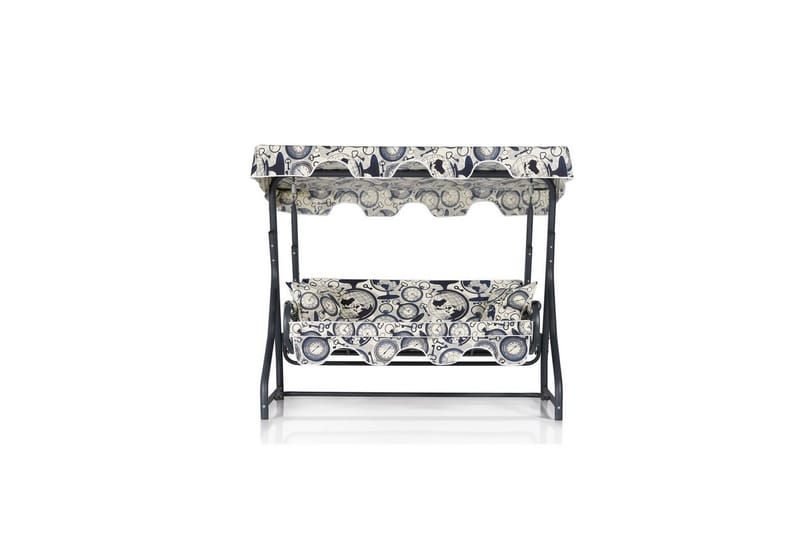 Bellan Utendørs Hengende Sofa 3 Seter - Svart/Cremehvit - Hagemøbler - Utesofa - Hengesofa