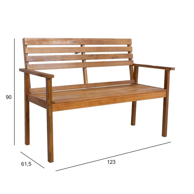 Benk HOME4YOU Fortuna 123x61,5x90 cm Akasie - brun - Hagemøbler - Utesofa - Benker