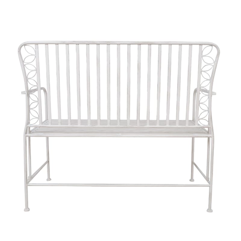 Benk HOME4YOU Jasmine 103x50x93 cm Antikkhvitt metall - antikvhvit - Hagemøbler - Utesofa - Benker