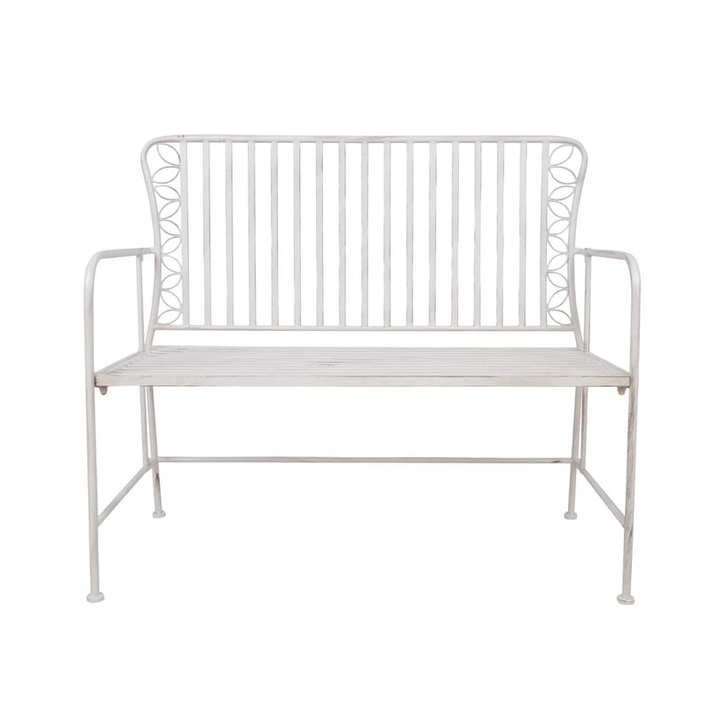 Benk HOME4YOU Jasmine 103x50x93 cm Antikkhvitt metall - antikvhvit - Hagemøbler - Utesofa - Benker