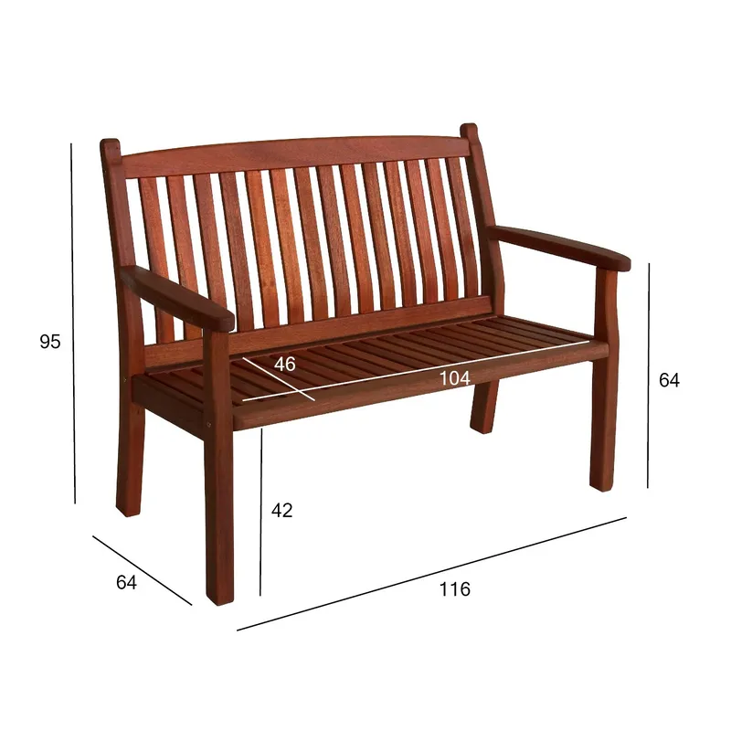 Benk HOME4YOU Windsor Meranti - brun - Hagemøbler - Utesofa - Benker