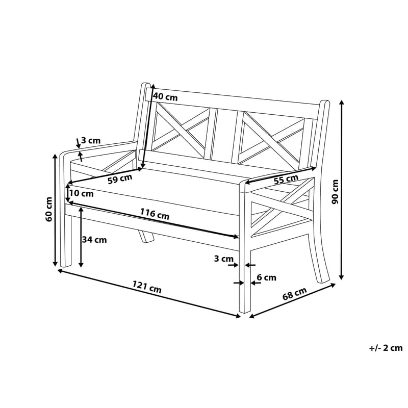 Baltic Hagebenk 121 cm - Hvit - Benker