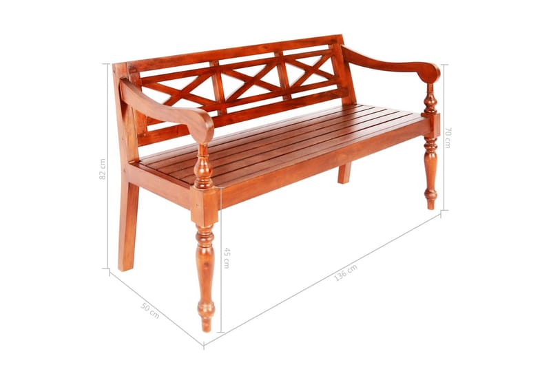 Bataviabenk 136 cm heltre mahogni mørkebrun - Hagemøbler - Utesofa - Benker