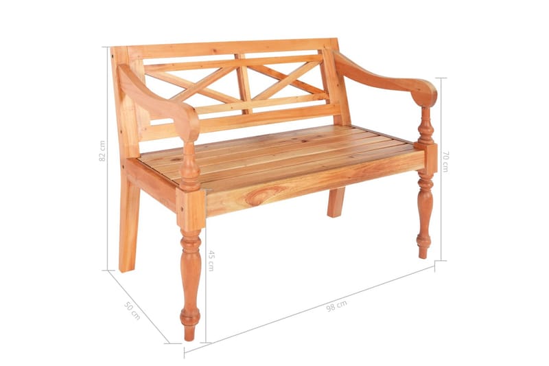 Bataviabenk 98 cm heltre mahogni lysebrun - Hagemøbler - Utesofa - Benker