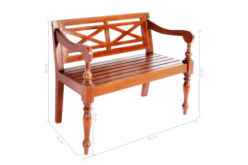 Bataviabenk 98 cm heltre mahogni mørkebrun - Hagemøbler - Utesofa - Benker