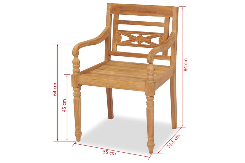 Bataviastoler 2 stk heltre teak - Teak - Benker