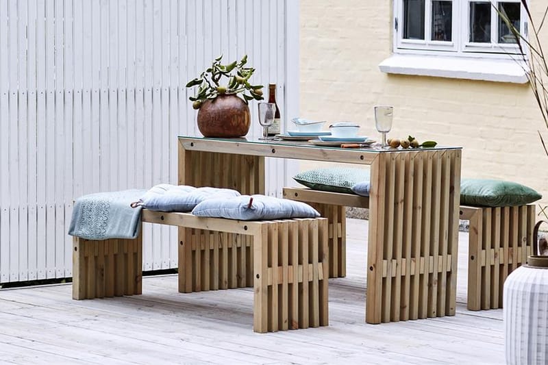 Design Rustikk Benk av Terrassebord 138x36x45 cm - Drivvedsfarget - Hagemøbler - Utesofa - Benker