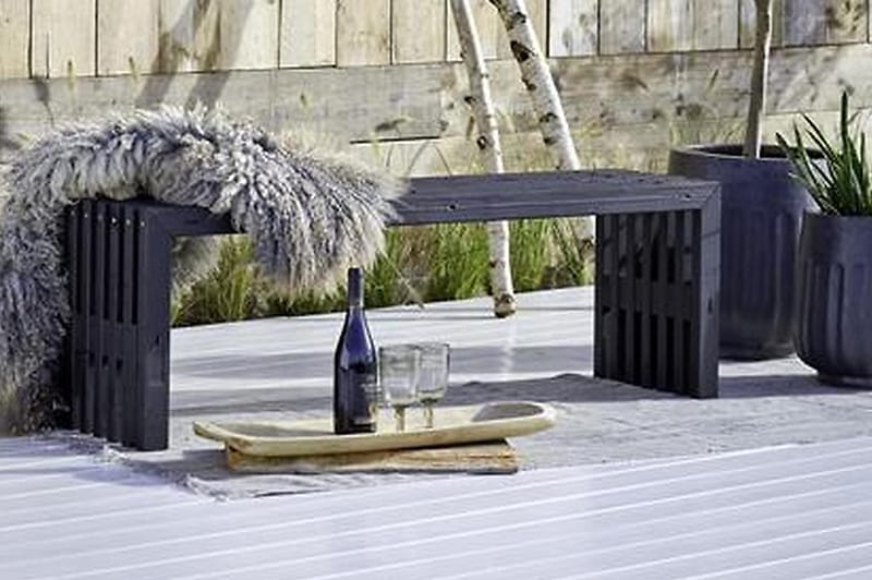 Design Rustikk Benk av Terrassebord 138x36x45 cm - Svart - Hagemøbler - Utesofa - Benker