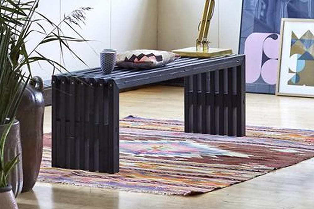 Design Rustikk Benk av Terrassebord 138x36x45 cm - Svart - Hagemøbler - Utesofa - Benker