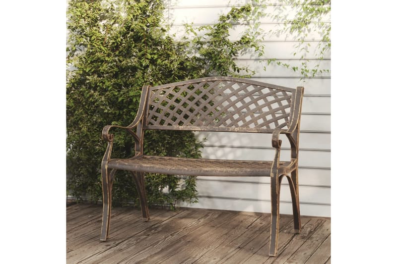 Hagebenk 102 cm støpt aluminium bronse - Brun - Hagemøbler - Utesofa - Benker