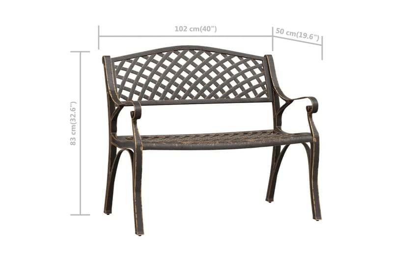 Hagebenk 102 cm støpt aluminium bronse - Brun - Hagemøbler - Utesofa - Benker