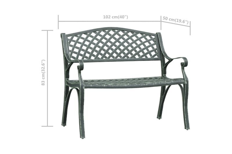 Hagebenk 102 cm støpt aluminium grønn - grønn - Hagemøbler - Utesofa - Benker