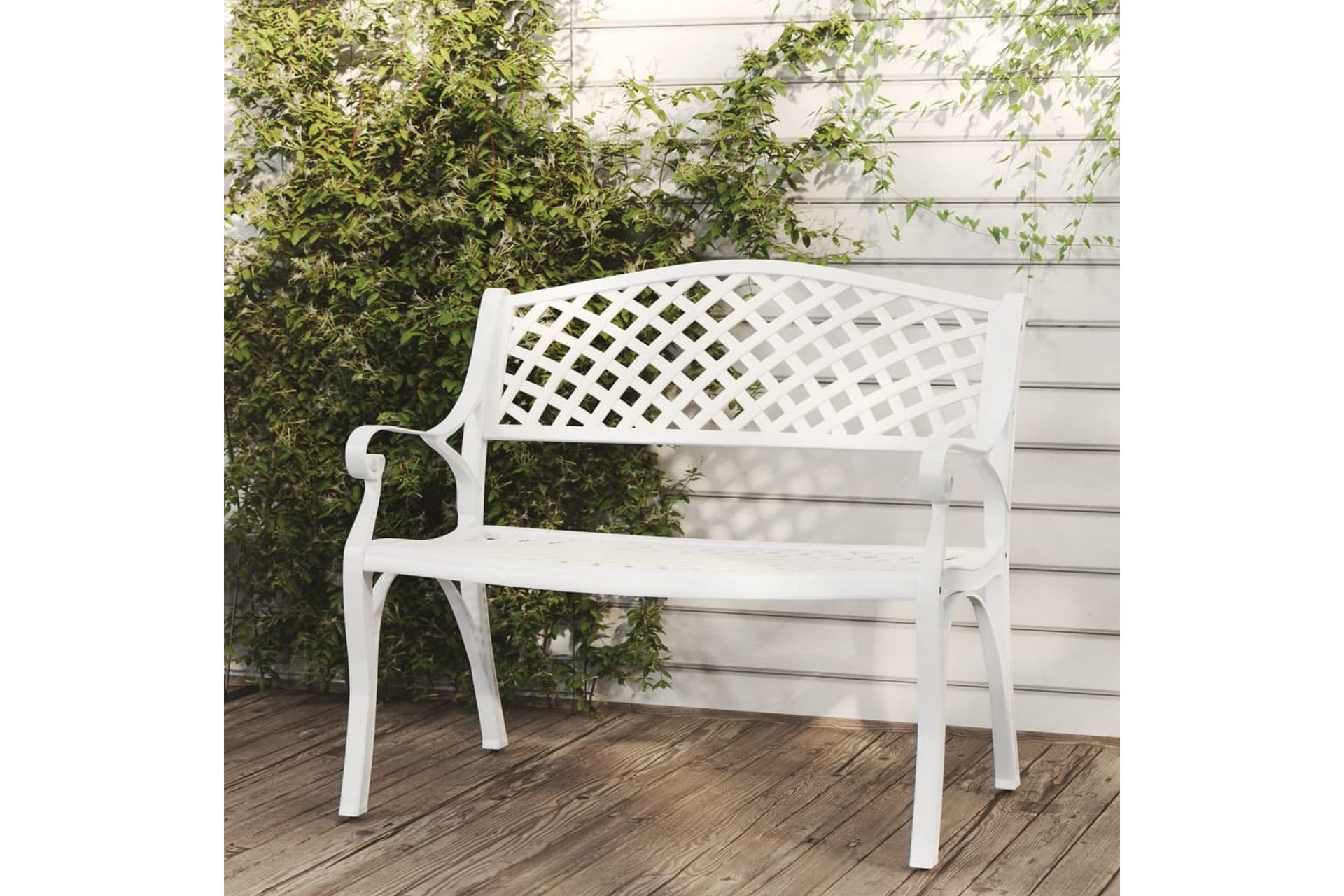 Hagebenk 102 cm støpt aluminium hvit - Hvit - Hagemøbler - Utesofa - Benker