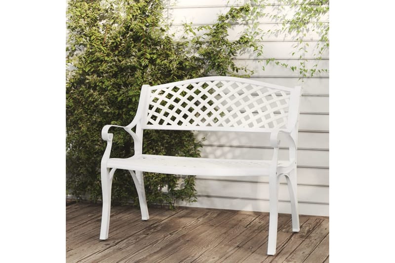 Hagebenk 102 cm støpt aluminium hvit - Hvit - Hagemøbler - Utesofa - Benker
