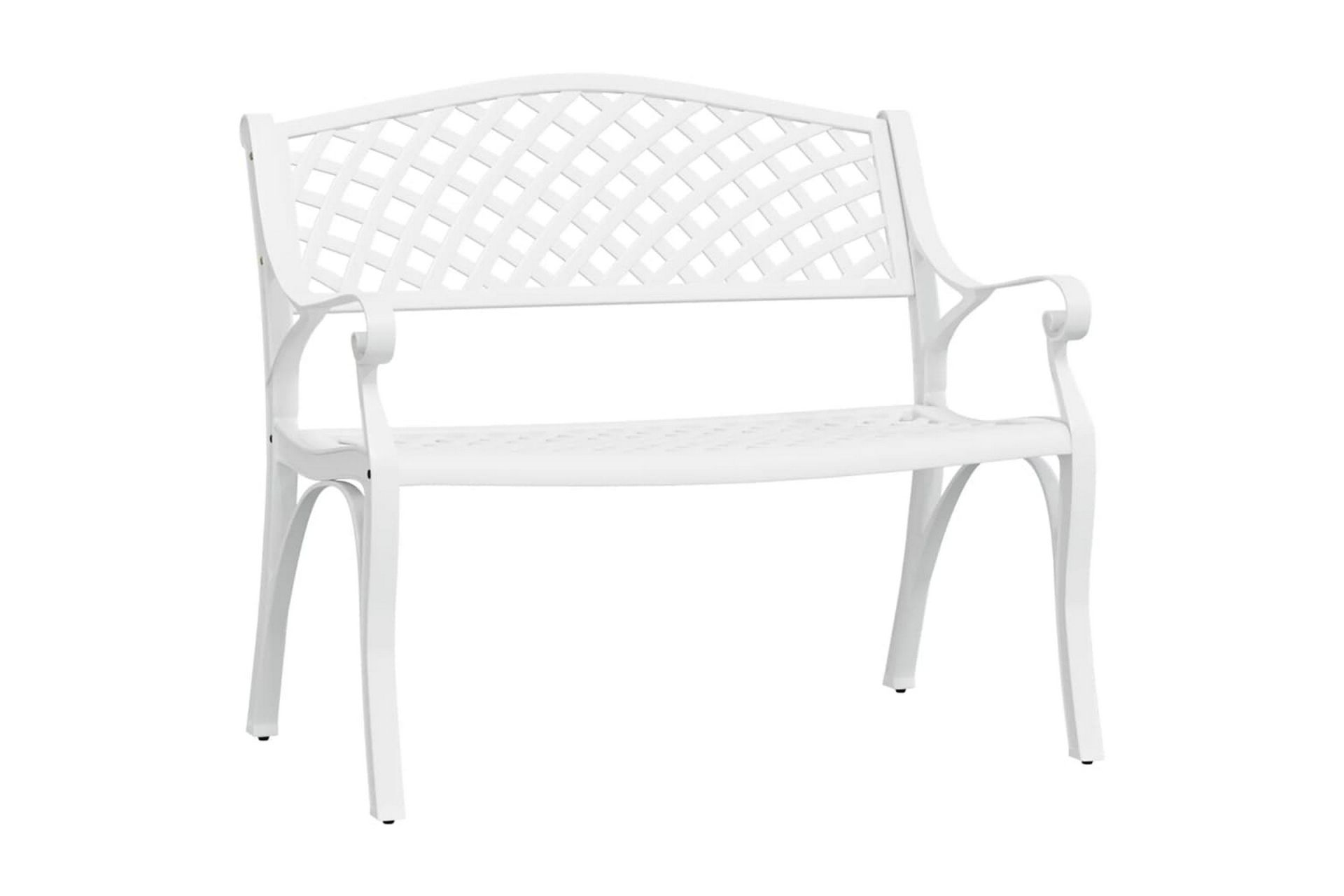 Hagebenk 102 cm støpt aluminium hvit - Hvit - Hagemøbler - Utesofa - Benker