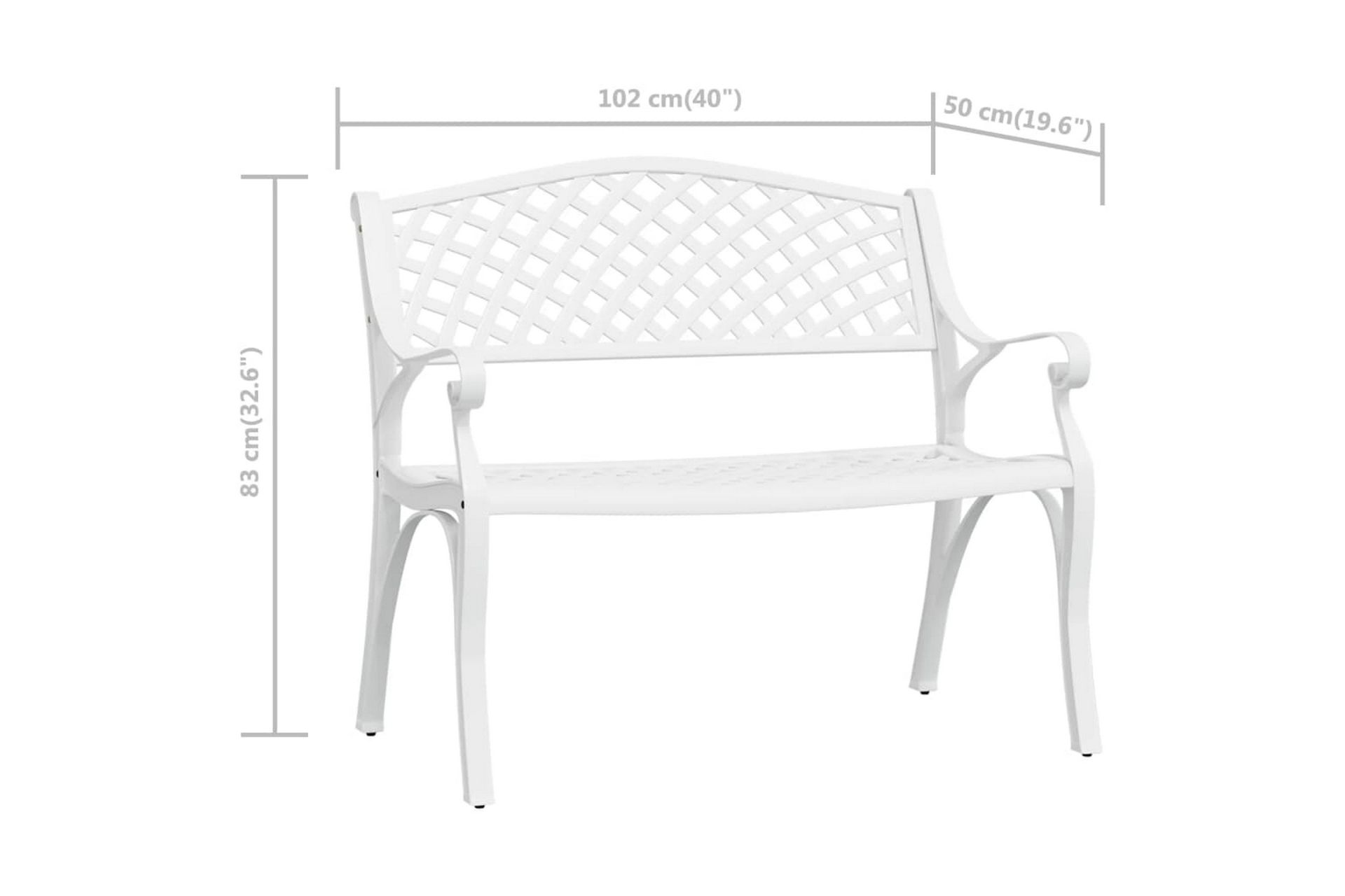 Hagebenk 102 cm støpt aluminium hvit - Hvit - Hagemøbler - Utesofa - Benker
