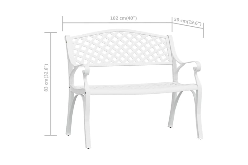 Hagebenk 102 cm støpt aluminium hvit - Hvit - Hagemøbler - Utesofa - Benker