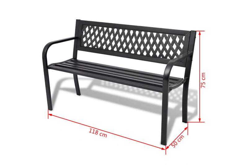 Hagebenk 118 cm stål svart - Svart - Hagemøbler - Utesofa - Benker
