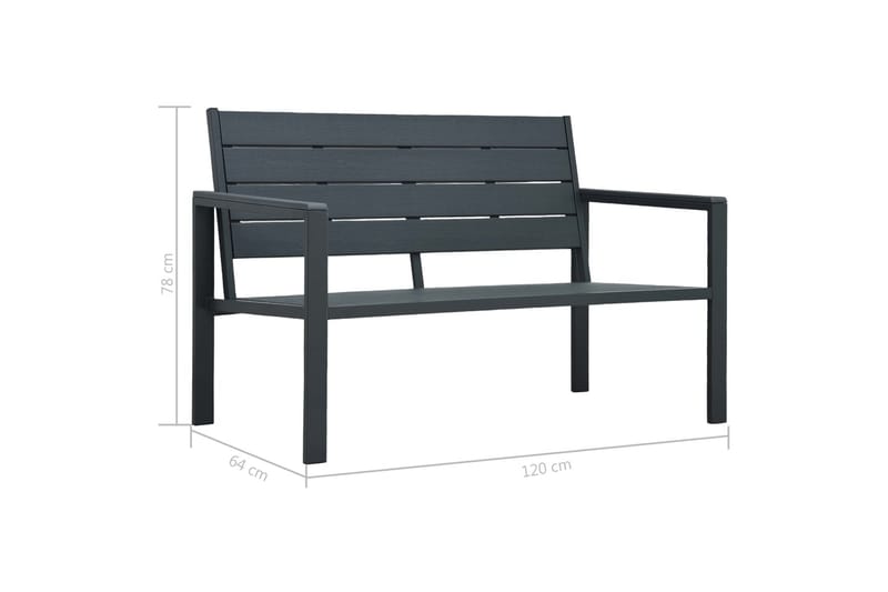 Hagebenk 120 cm HDPE grå treutseende - Hagemøbler - Utesofa - Benker