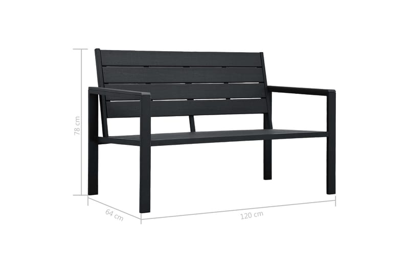 Hagebenk 120 cm HDPE svart treutseende - Hagemøbler - Utesofa - Benker