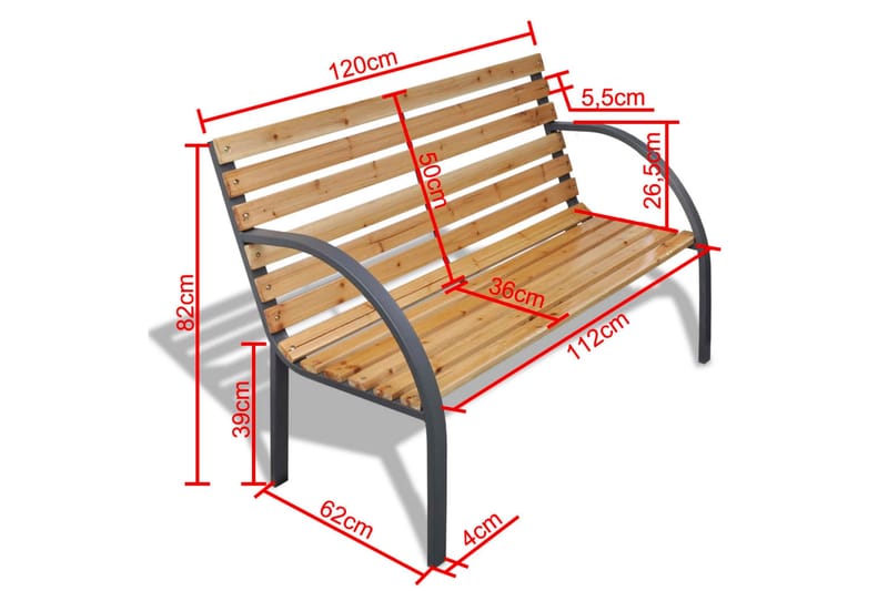 Hagebenk 120 cm tre og jern - Tre - Hagemøbler - Utesofa - Benker