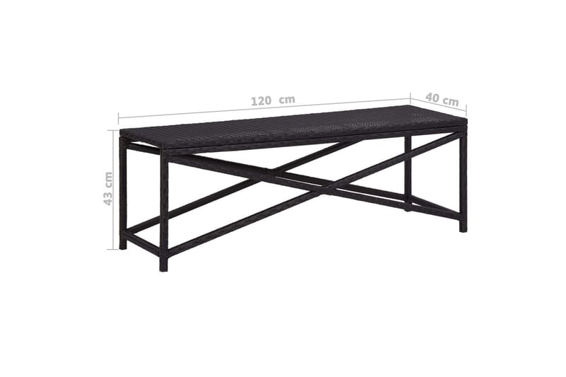 Hagebenk 120 cm polyrotting svart - Svart - Hagemøbler - Utesofa - Benker