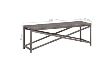 Hagebenk 120 cm polyrotting grå - Grå - Hagemøbler - Utesofa - Benker