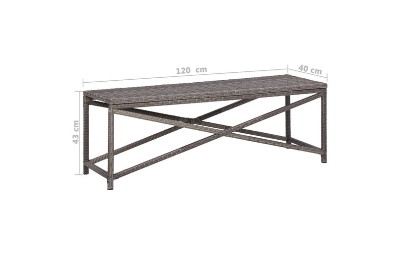 Hagebenk 120 cm polyrotting grå - Grå - Hagemøbler - Utesofa - Benker