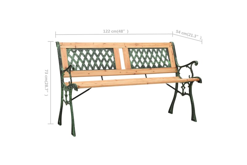 Hagebenk 122 cm støpejern og heltre furu - Benker