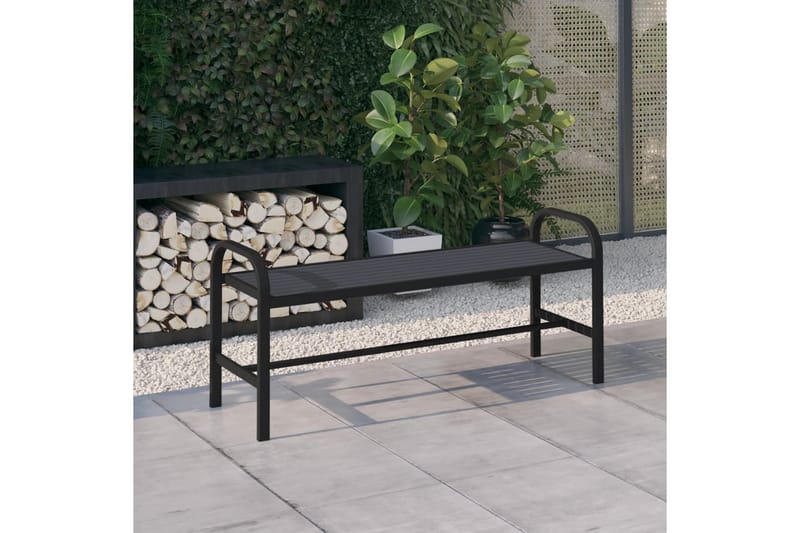 Hagebenk 124,5 cm stål og WPC svart - Svart - Hagemøbler - Utesofa - Benker