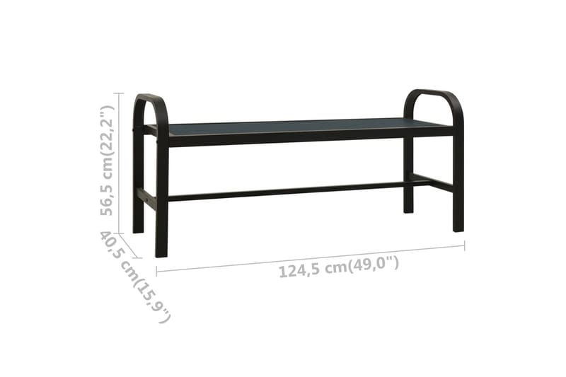 Hagebenk 124,5 cm stål og WPC svart - Svart - Hagemøbler - Utesofa - Benker