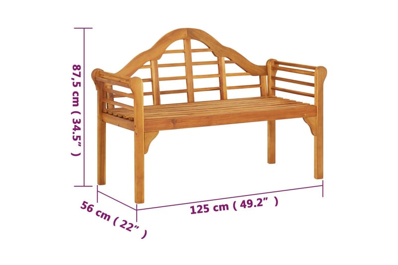 Hagebenk 125 cm heltre akasie - Brun - Benker