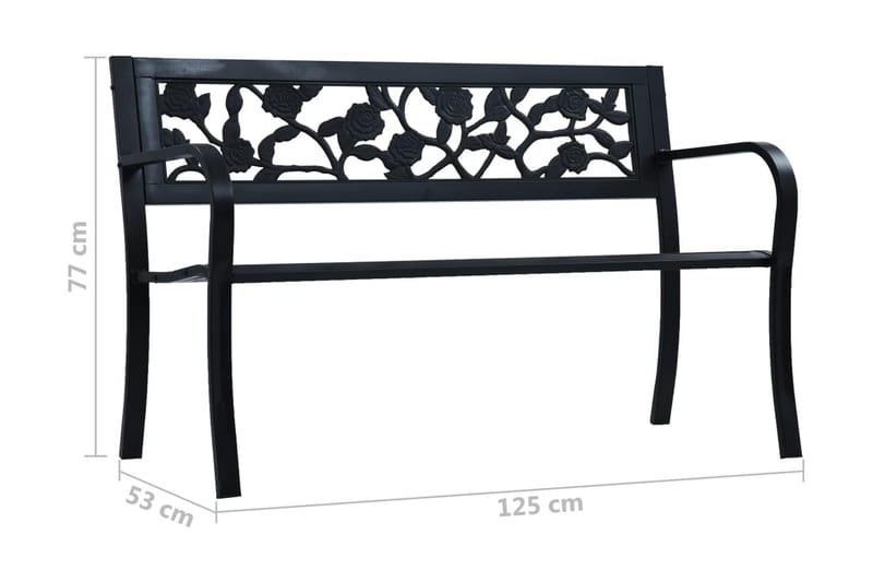Hagebenk 125 cm svart stål - Svart - Hagemøbler - Utesofa - Benker