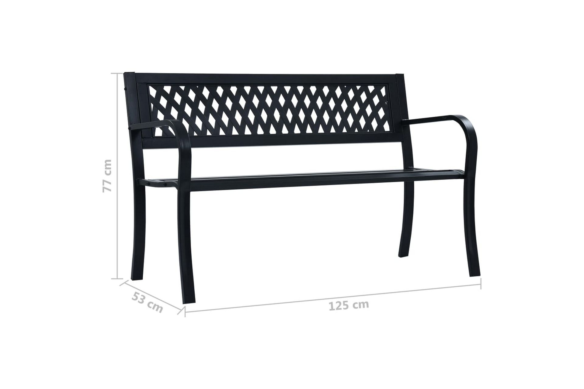 Hagebenk 125 cm svart stål - Hagemøbler - Utesofa - Benker