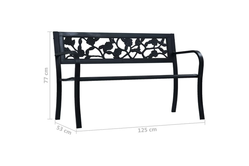 Hagebenk 125 cm svart stål - Hagemøbler - Utesofa - Benker