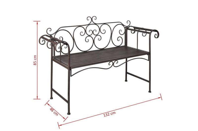 Hagebenk 132 cm stål antikk brun - Brun - Hagemøbler - Utesofa - Benker