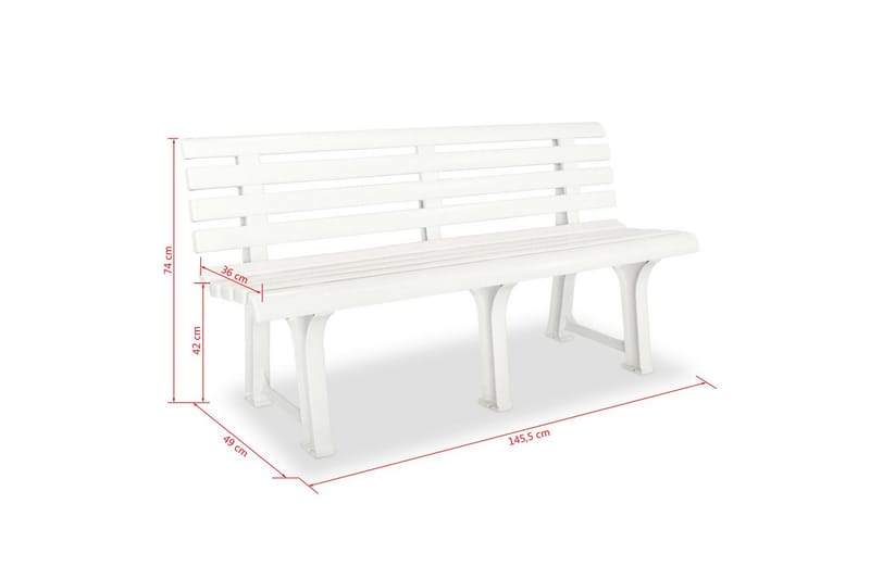 Hagebenk 145,5 cm plast hvit - Hvit - Hagemøbler - Utesofa - Benker