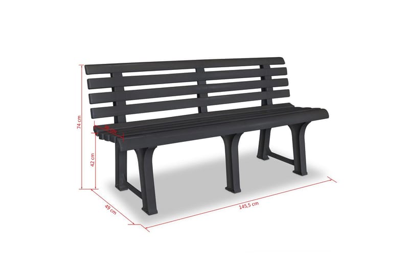 Hagebenk 145,5 cm plast antrasitt - Antrasitt - Hagemøbler - Utesofa - Benker
