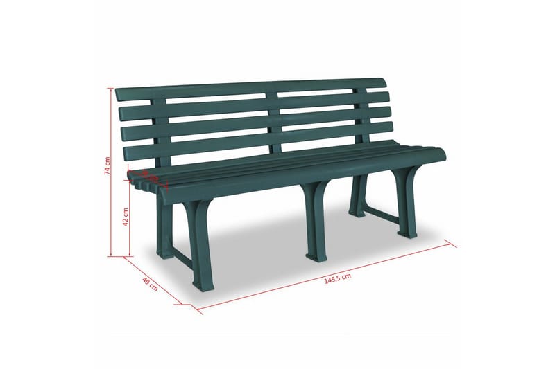 Hagebenk 145,5 cm plast grønn - Grønn - Hagemøbler - Utesofa - Benker
