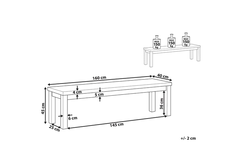 Hagebenk 160 cm grå OSTUNI - Grå - Hagemøbler - Utesofa - Benker