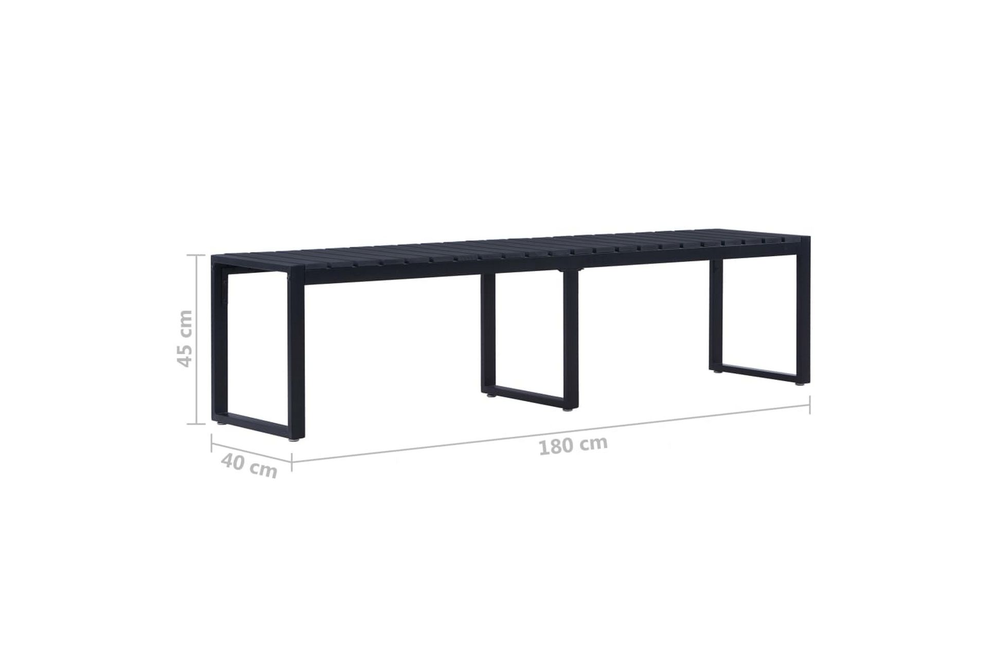 Hagebenk 180 cm PS-brett svart - Hagemøbler - Utesofa - Benker