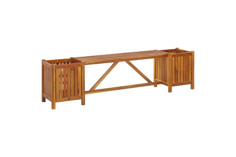 Hagebenk med 2 plantekasser 150x30x40 cm heltre akasie - Hagemøbler - Utesofa - Benker