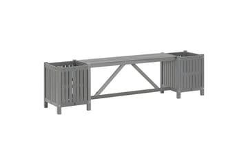 Hagebenk med 2 plantekasser 150 cm heltre akasie grå - Grå - Hagemøbler - Utesofa - Benker